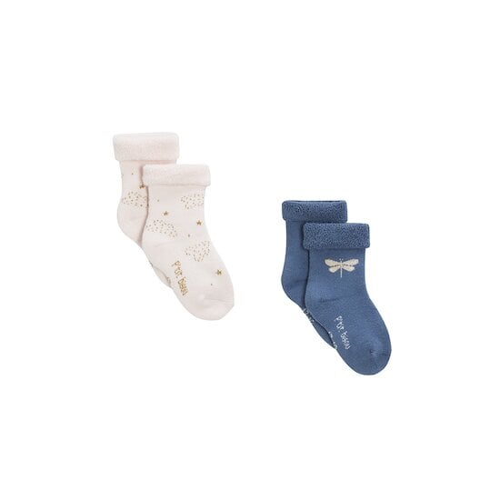 Mon Petit Nuage Lot 2 Paires de chaussettes Botton Rose/Bleu  de P'tit bisou