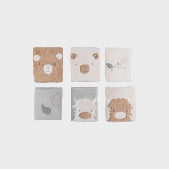 Lot de 6 protèges barreaux pour lit et parc bébé Fluffy, Orso et Lily Blanc, Gris et Marron  de Noukies Lot de 6 protèges barreaux pour lit et parc bébé Fluffy, Orso et Lily Blanc, Gris et Marron  de Noukies