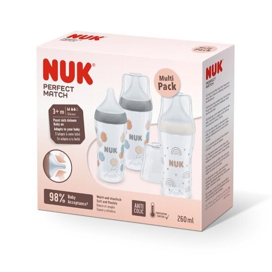 Pack Biberons Perfect Match  260 ml de Nuk Pack Biberons Perfect Match  260 ml de Nuk