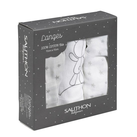 Céleste lot de 3 langes bio 70x70