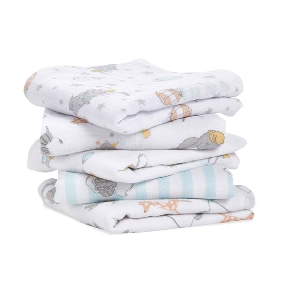 Lot de 5 Langes Musy 60x60 Dumbo  de aden + anais essentials