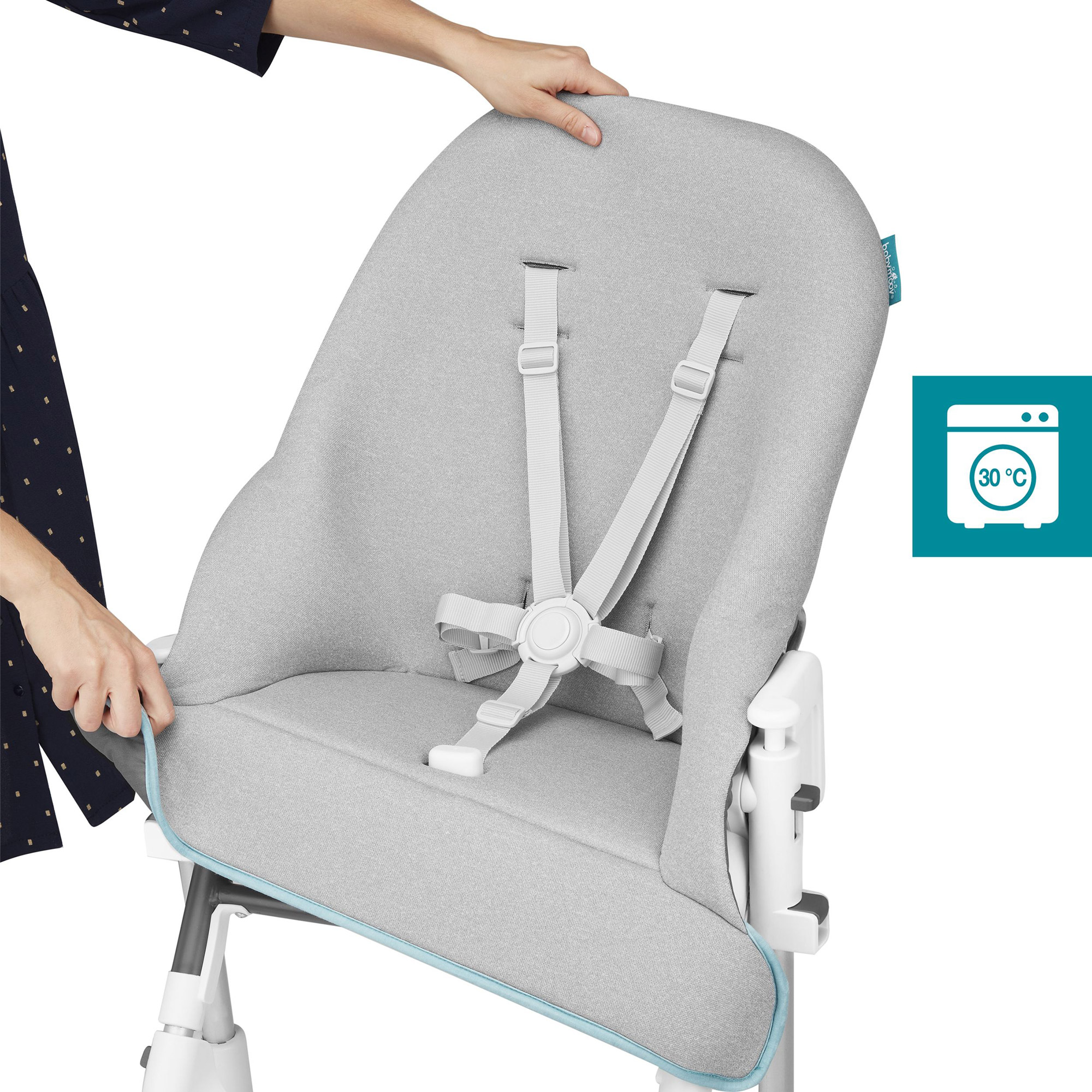 Chaise Haute Slick 2 En 1 Gris Bleu De Babymoov Chaises Hautes Evolutives Aubert