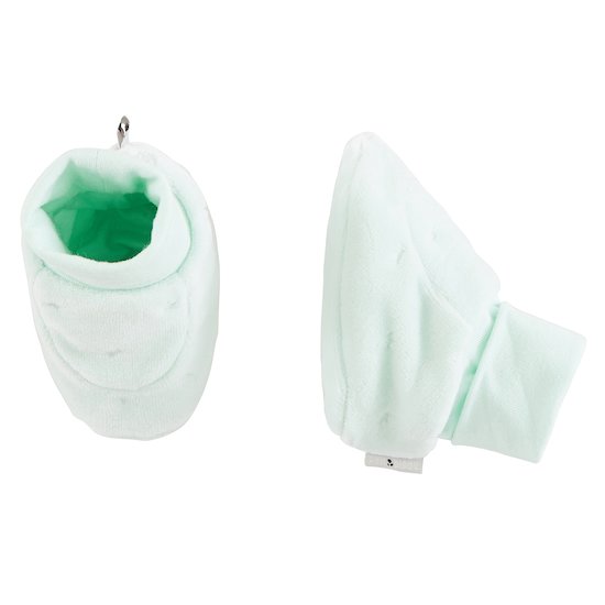 Chaussons velours Royal Baby Vert aqua Naissance de P'tit bisou