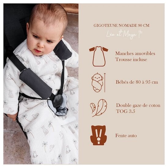 Léo et Maya Gigoteuse nomade à manches amovibles + trousse  9-24 mois de Candide Léo et Maya Gigoteuse nomade à manches amovibles + trousse  9-24 mois de Candide