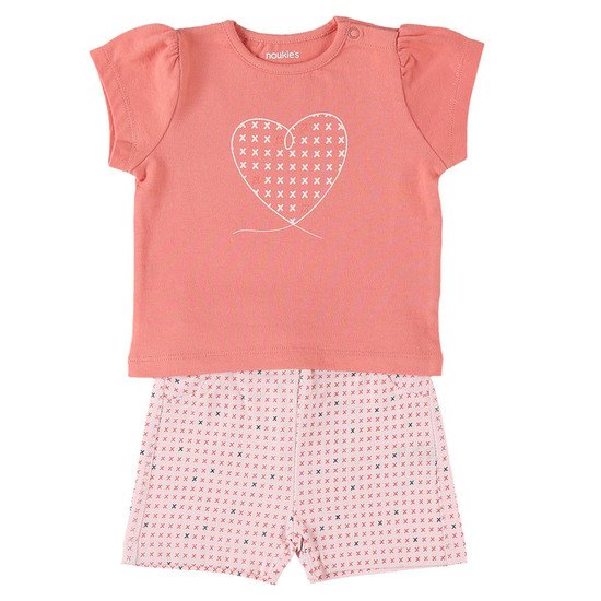 Ensemble short + t-shirt collection Cocon Fille été  Rose  de Noukies