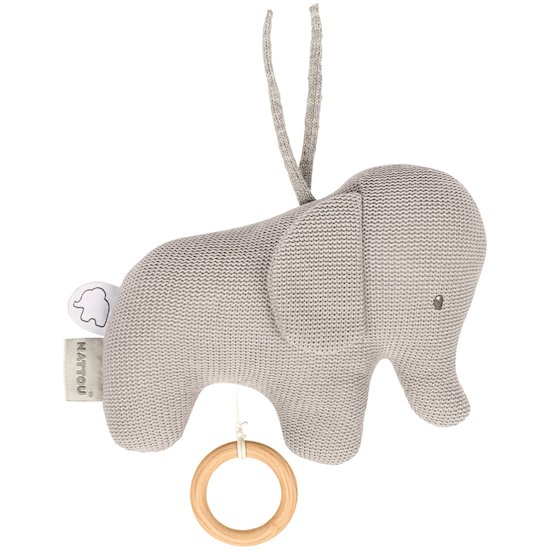 Tembo petite peluche musicale tricot Gris  de Nattou