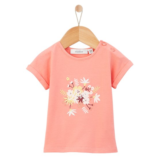 T-shirt manches courtes Ma Fleur Chérie Rose Sugar  de Marèse