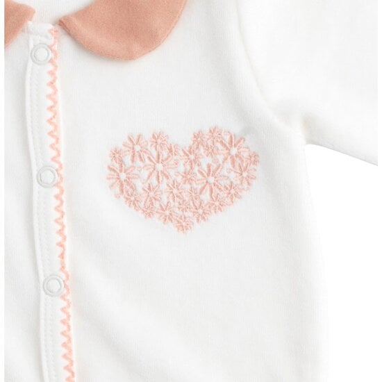 Pyjama avec col Petit Cœur Blanc  de Sauthon Baby Déco