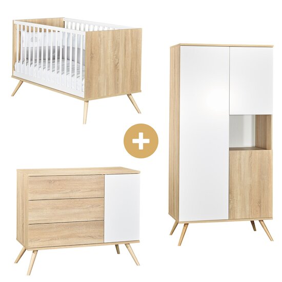Chambre Seventies : Lit bébé 70x140 + armoire + commode   de Sauthon Baby's Sweet Home Chambre Seventies : Lit bébé 70x140 + armoire + commode   de Sauthon Baby's Sweet Home