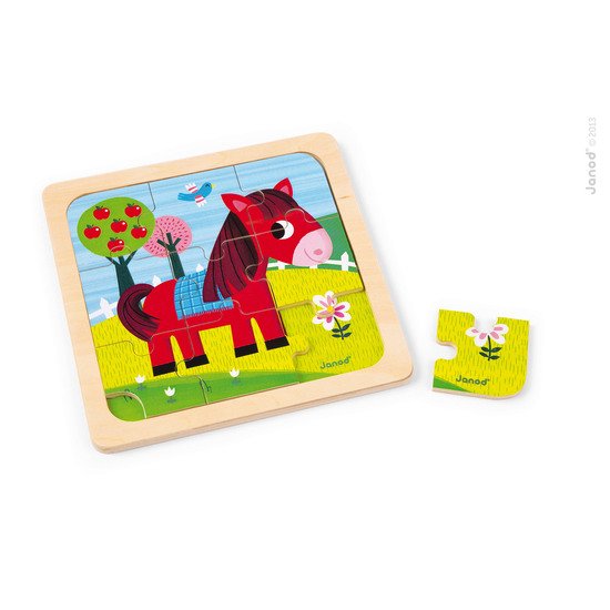 Puzzle bois 9 pièces Tornado le cheval  de Janod