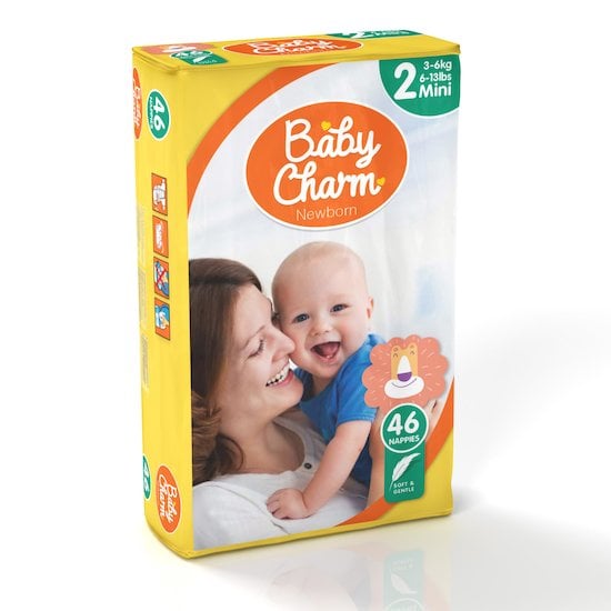 Couches super dry nappy mini 3/6kg Blanc Pack de 46 de Baby Charm