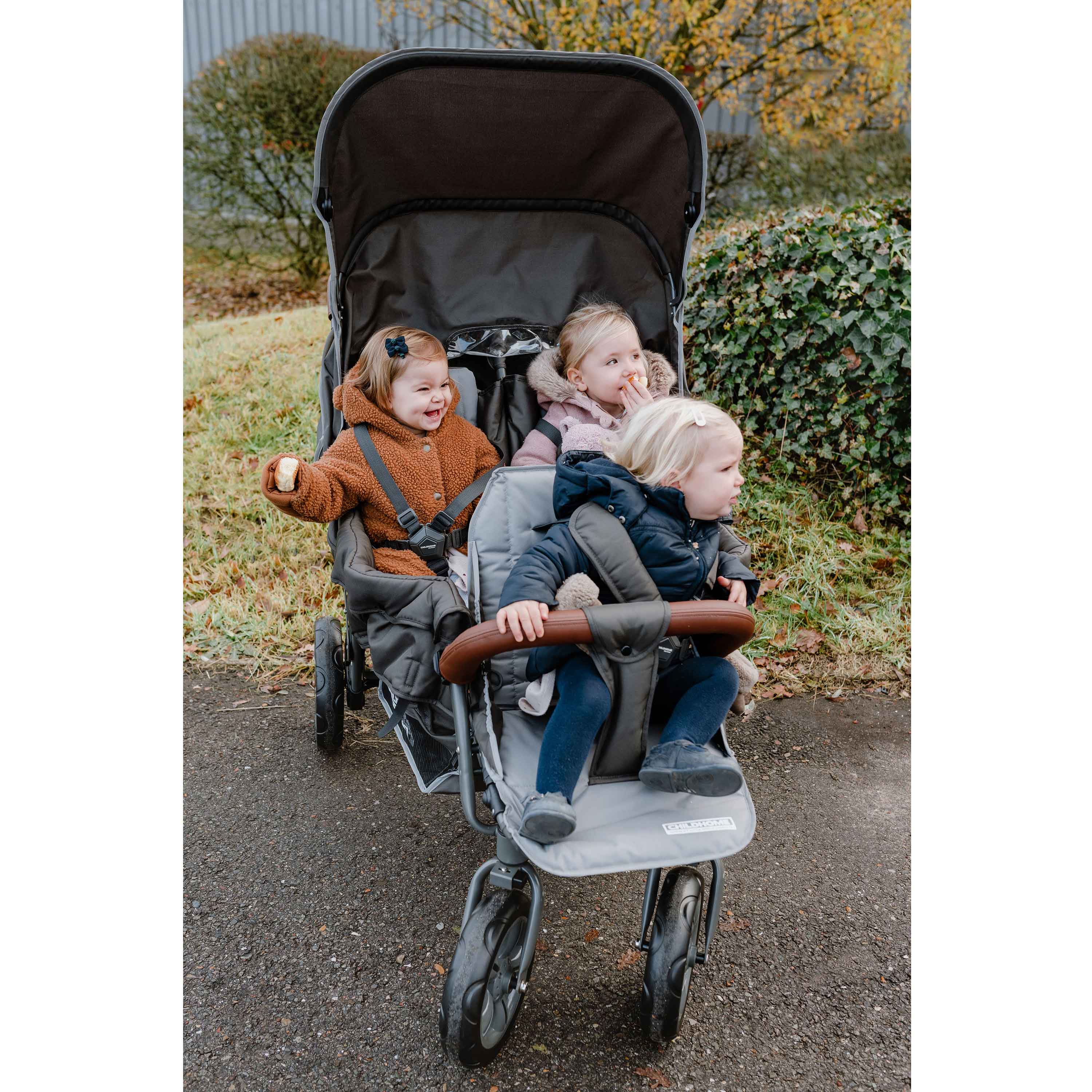 Poussette New Triplet Avec Housse De Pluie Et Pare Soleil New Anthracite De Childhome Poussettes Doubles Triples Aubert