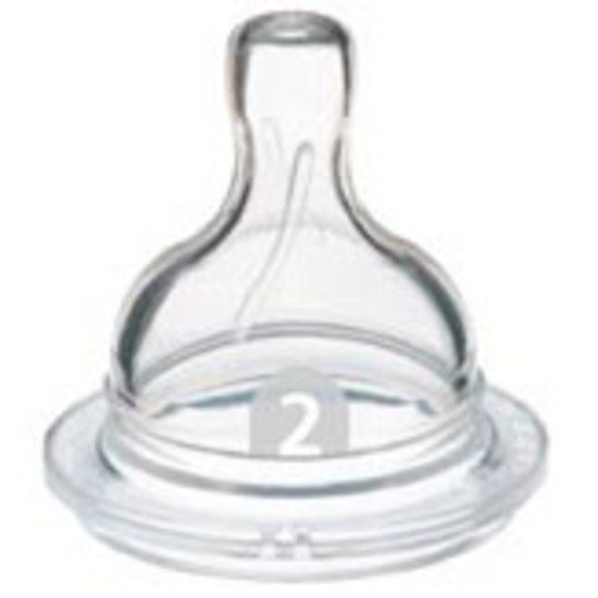 Lot de 2 tétines silicone Classic Transparent 2 trous débit lent de Philips AVENT