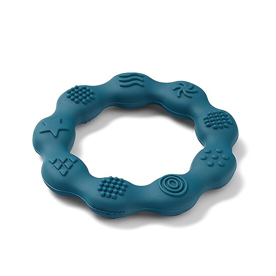 Anneau de Dentition Ring en silicone Bleu  de Babyono