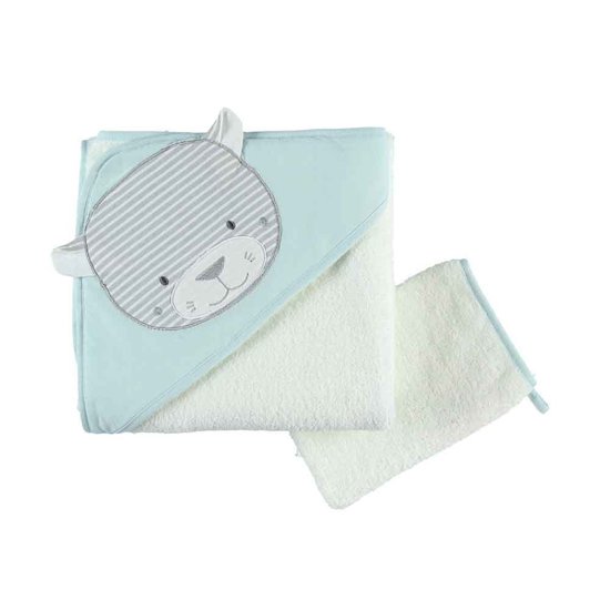 Anna & Milo Set Cape de bain + Gant Éponge Vert  de Noukies