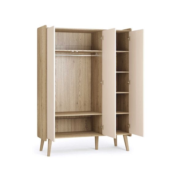Armoire 3 portes bébé Vintage Fresh Sable et Blanc  de Vox Armoire 3 portes bébé Vintage Fresh Sable et Blanc  de Vox
