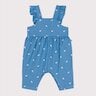 Salopette en coton jambes longues brodée de fleurs