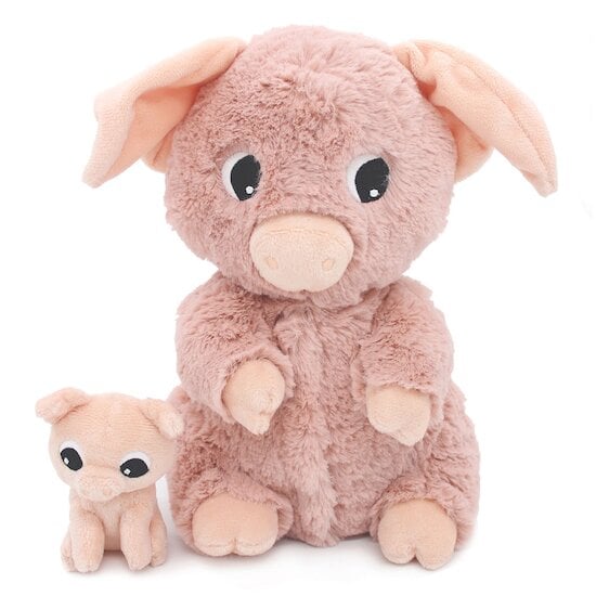 Ptipotos Peluche cochon Barbekiou maman et son bébé rose   de Les Déglingos Ptipotos Peluche cochon Barbekiou maman et son bébé rose   de Les Déglingos