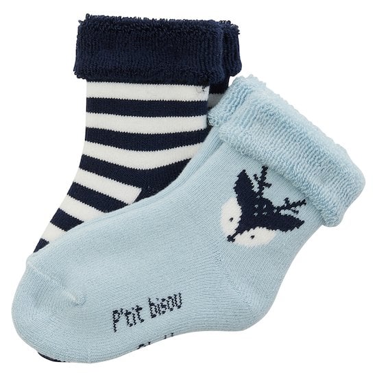 Lot 2 paires de chaussettes Faon Bleu  de P'tit bisou