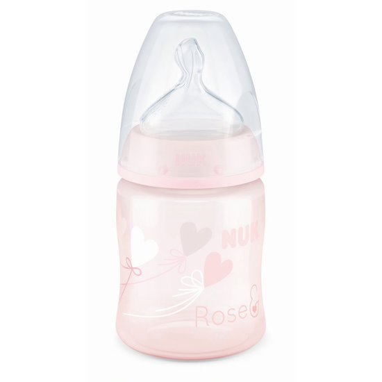 Biberon en silicone First Choice+ Temperature Control Cœurs 150 ml de Nuk