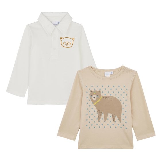 Lot de 2 t-shirts Beige/Marron 1 mois de P'tit bisou