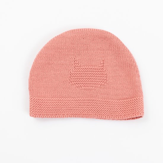 Bonnet Tricot Petits Chats Bouton de rose 3 mois de La Manufacture de Layette