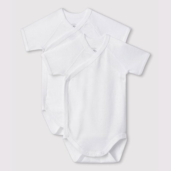 Duo bodies naissance à manches courtes Blanc  de Petit Bateau Duo bodies naissance à manches courtes Blanc  de Petit Bateau