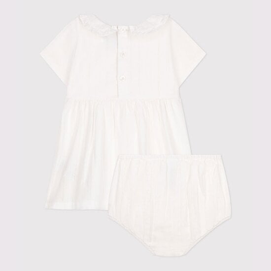 Robe en coton avec bloomer et leurs détails ajourés Ecume 36 mois de Petit Bateau Robe en coton avec bloomer et leurs détails ajourés Ecume 36 mois de Petit Bateau
