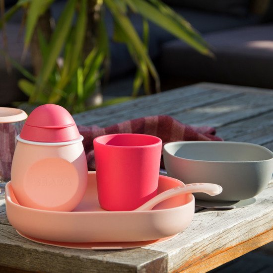 Set vaisselle silicone 4 pièces  Pink  de Béaba