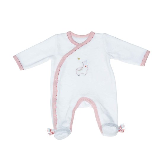Mila Pyjama en velours Blanc 3 mois de Sauthon Baby's Sweet Home