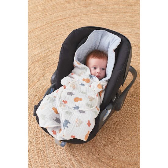 Mix & Match Couverture promenade Mousseline Bio Jungle  de Noukies Mix & Match Couverture promenade Mousseline Bio Jungle  de Noukies