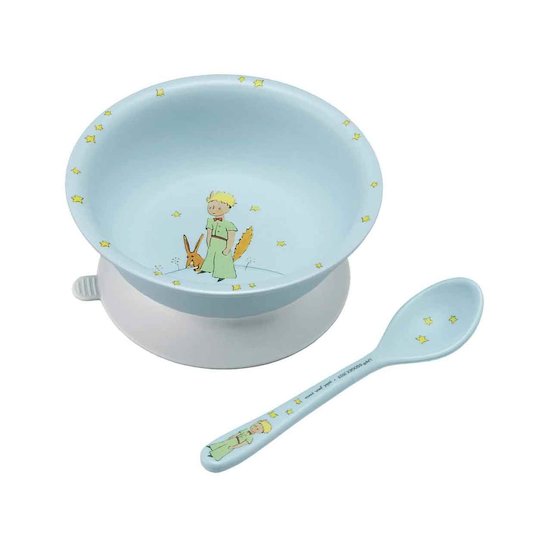 Bol ventouse + cuillère Le Petit Prince Bleu  de Petit Jour Paris