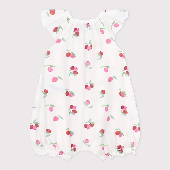 Combinaison courte bébé en coton fruits Blanc Marshmallow  de Petit Bateau