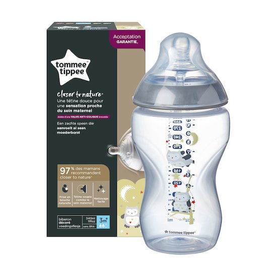 Biberon Closer to Nature décoré Bleu 340 ml de Tommee Tippee