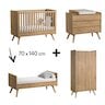 Chambre Vintage Complète : Lit évolutif 70 x 140 cm + Armoire + Commode + Plan à langer