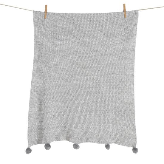 Tricot couverture 65x80 cm Pompon soft grey  de Quax