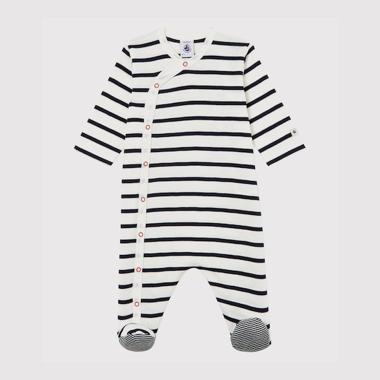 Dors-bien à rayures bébé en côte Blanc/Bleu 6 mois de Petit Bateau