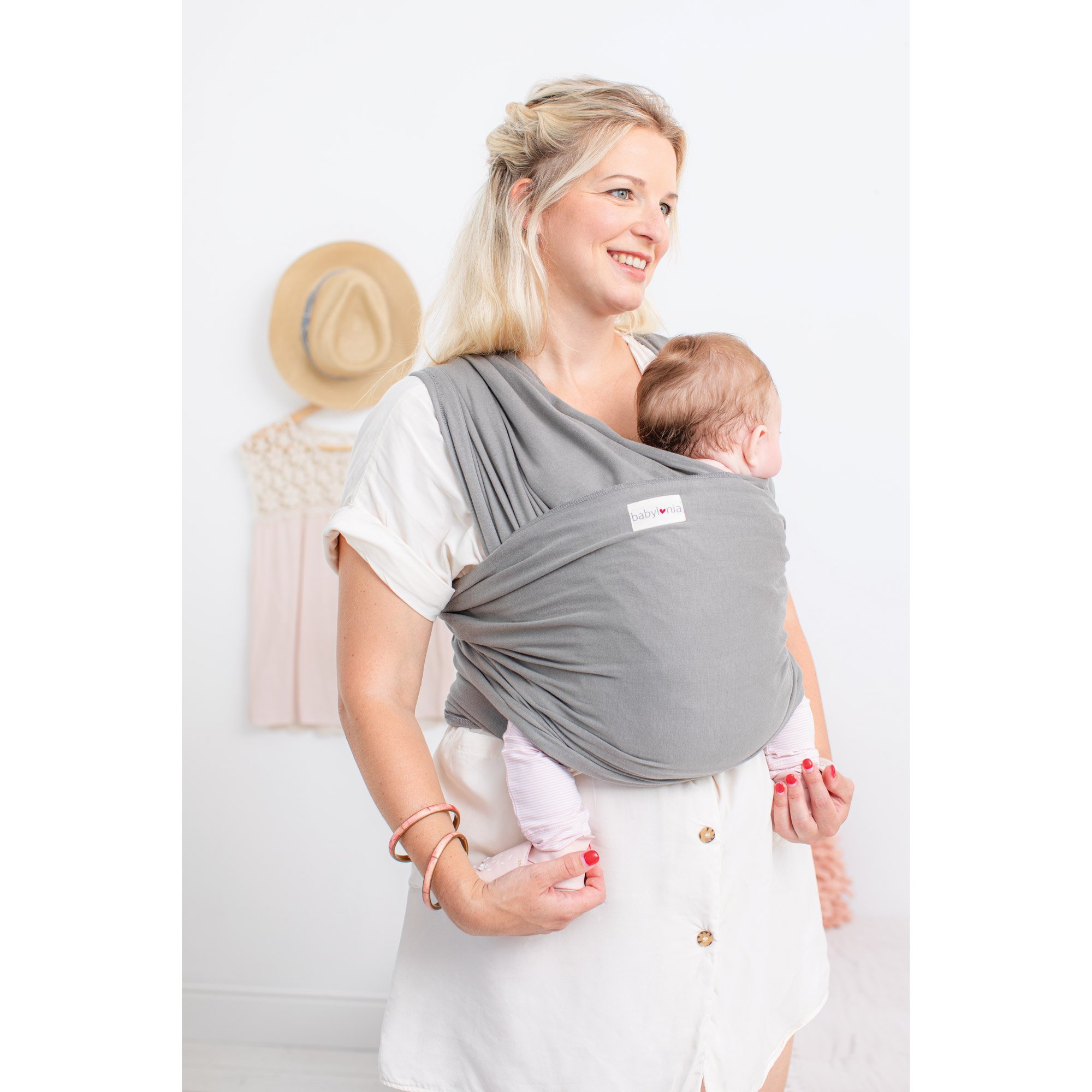 Écharpe de portage TricotSlen Organic extensible bio Jean 540 cm de Babylonia, Écharpes de