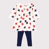 Robe bébé en coton manches longues et legging imprimée oiseaux
