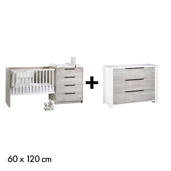 Chambre Loft : Lit combiné évolutif + Commode