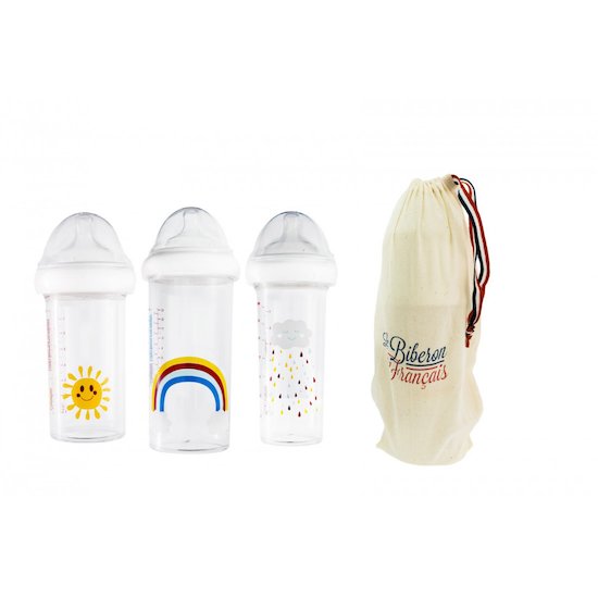 Coffret 2 biberons 210 ml & 1 biberon 360 ml Rainbow  de Le Biberon Français