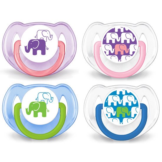 2x sucettes Éléphant en silicone 6-18 mois