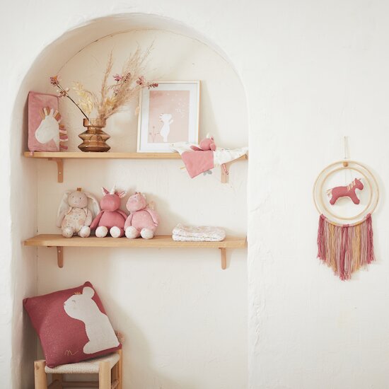 Lina & Joy Coussin tricot  Rose  de Noukies Lina & Joy Coussin tricot  Rose  de Noukies