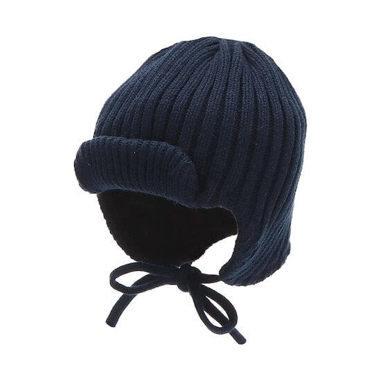 Bonnet tricoté en coton avec revers Marine  de Sterntaler