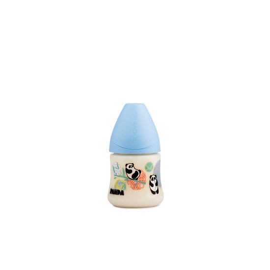 Biberon 150ml à tétine physiologique T1S Panda Bleu  de Suavinex