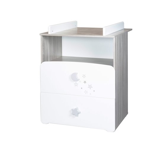 Luna commode 2 tiroirs et 1 niche blanc/gris  de Sauthon Baby's Sweet Home