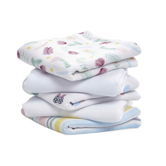 Lot de 5 Langes Musy 60x60 Flora  de aden + anais essentials