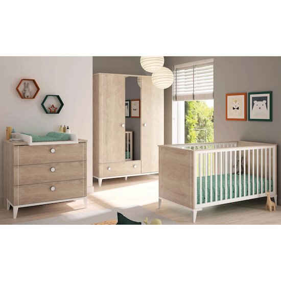 Chambre Marcel : Lit 70x140 + armoire 2 portes + commode   de Galipette