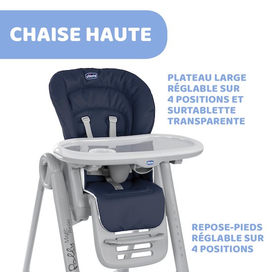 Chaise Haute Polly Magic Relax 4 Roues India Ink De Chicco Chaises Hautes Evolutives Aubert