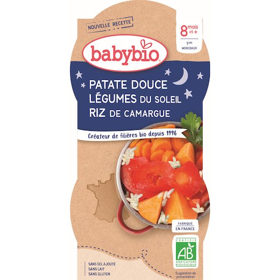 Bol patate douce légumes du soleil riz de Camargue  2 x 200 g de Babybio